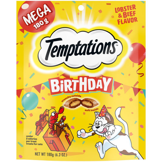 TEMPTATIONS Birthday Cat Treats, Lobster and Beef Flavor, 6.3 Oz. Animals & Pet Supplies > Pet Supplies > Cat Supplies > Cat Treats Mars Petcare   