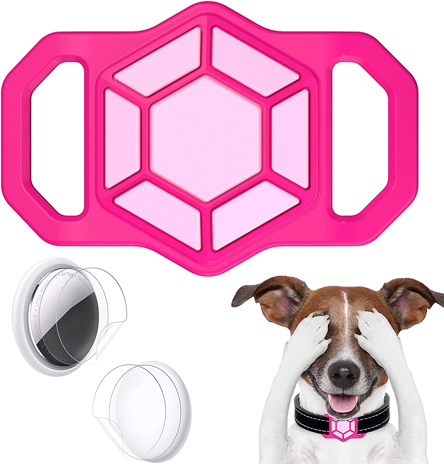 Protective Case Compatible for Apple Airtags for Dog Cat Collar Pet Loop Holder, Airtag Holder Accessories with Screen Protectors, Air Tag Silicone Cover for Pet Collar Electronics > GPS Accessories > GPS Cases Wustentre Rose Pink  