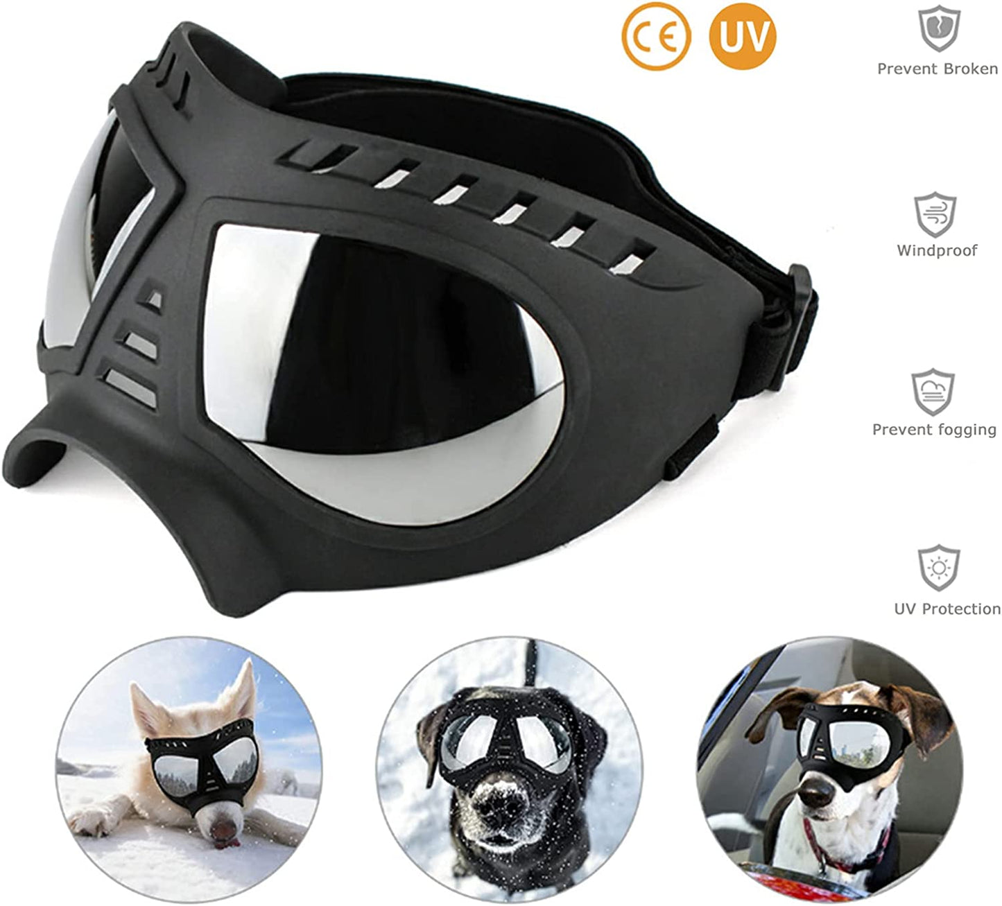 Dog Goggles Medium or Large Dog Sunglasses Anti-Uv Waterproof Windproof Snowproof Eye Protection Dog Skiing Eyewear for Long Snout Dogs (Black) Animals & Pet Supplies > Pet Supplies > Dog Supplies > Dog Apparel JIALI7SEC   