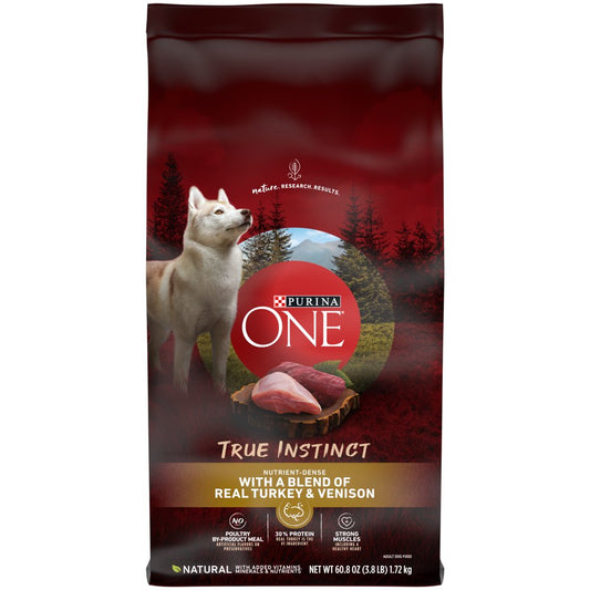 Purina ONE High Protein, Natural Dry Dog Food, True Instinct with Real Turkey & Venison, 3.8 Lb. Bag Animals & Pet Supplies > Pet Supplies > Small Animal Supplies > Small Animal Food Nestlé Purina PetCare Company 3.8 lb.  