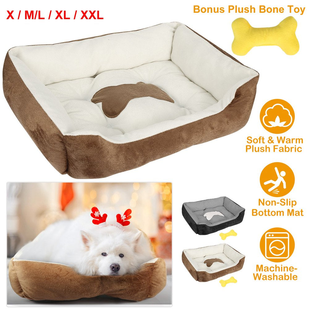 Imountek Pet Dog Bed Soft Warm Fleece Puppy Cat Cushion Black XL Animals & Pet Supplies > Pet Supplies > Cat Supplies > Cat Beds iMountek L Brown 