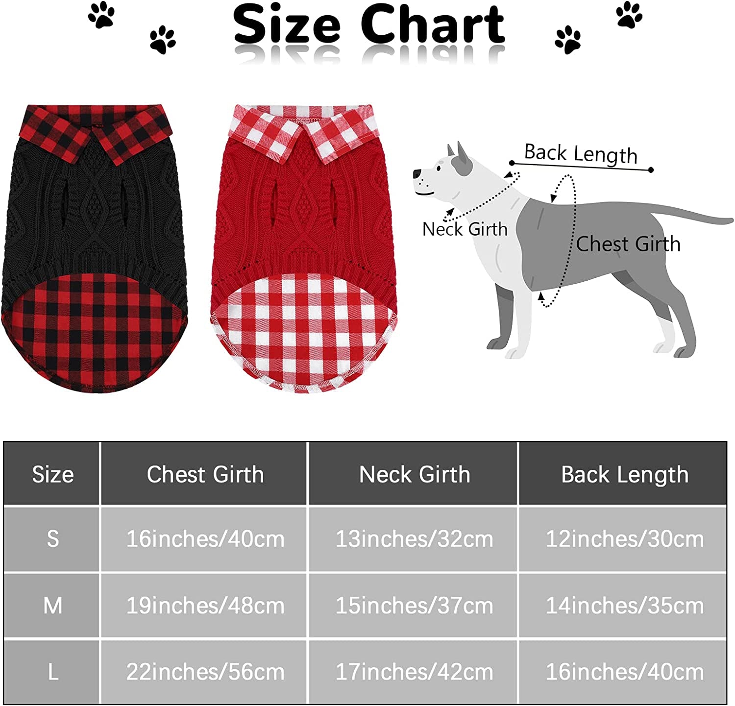 Pedgot Pack of 2 Turtleneck Knitted Dog Sweater Soft and Warm Pet Winter Clothes Classic Cable Knit Plaid Patchwork Pet Sweater for Large Dogs (Red, Black, L) Animals & Pet Supplies > Pet Supplies > Dog Supplies > Dog Apparel Pedgot   