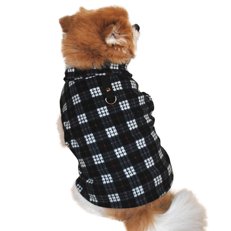 VICOODA Pet Dog Polar Fleece Vest, Autumn Winter Pet Plaid Jacket Dog Coat Cold Weather Clothes Apparels for Small Medium Large Dogs,Black,S Animals & Pet Supplies > Pet Supplies > Dog Supplies > Dog Apparel Vicooda   