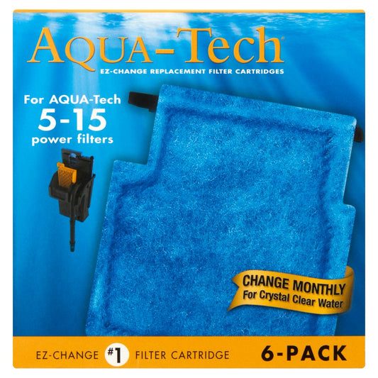 Aqua-Tech Ez-Change Aquarium Filter Cartridge for 5-15G Filters, 6Pk