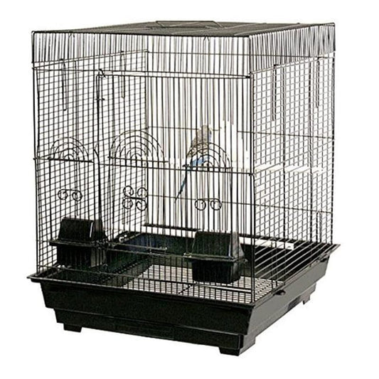 6924-4814BLK 0.37 In. Bar Spacing Tall Flat Top Bird Cage with Stand&#44; Black - 18 X 18 In. - Small