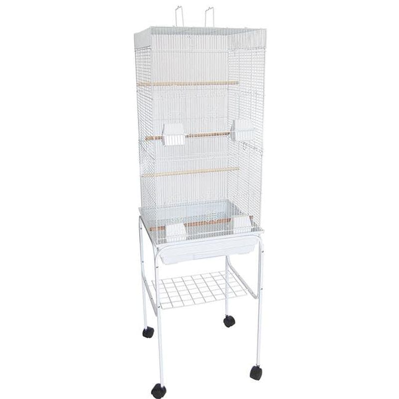 6924-4814WHT 0.37 In. Bar Spacing Tall Flat Top Bird Cage with Stand&#44; White - 18 X 18 In. - Small Animals & Pet Supplies > Pet Supplies > Bird Supplies > Bird Cages & Stands Peticare   