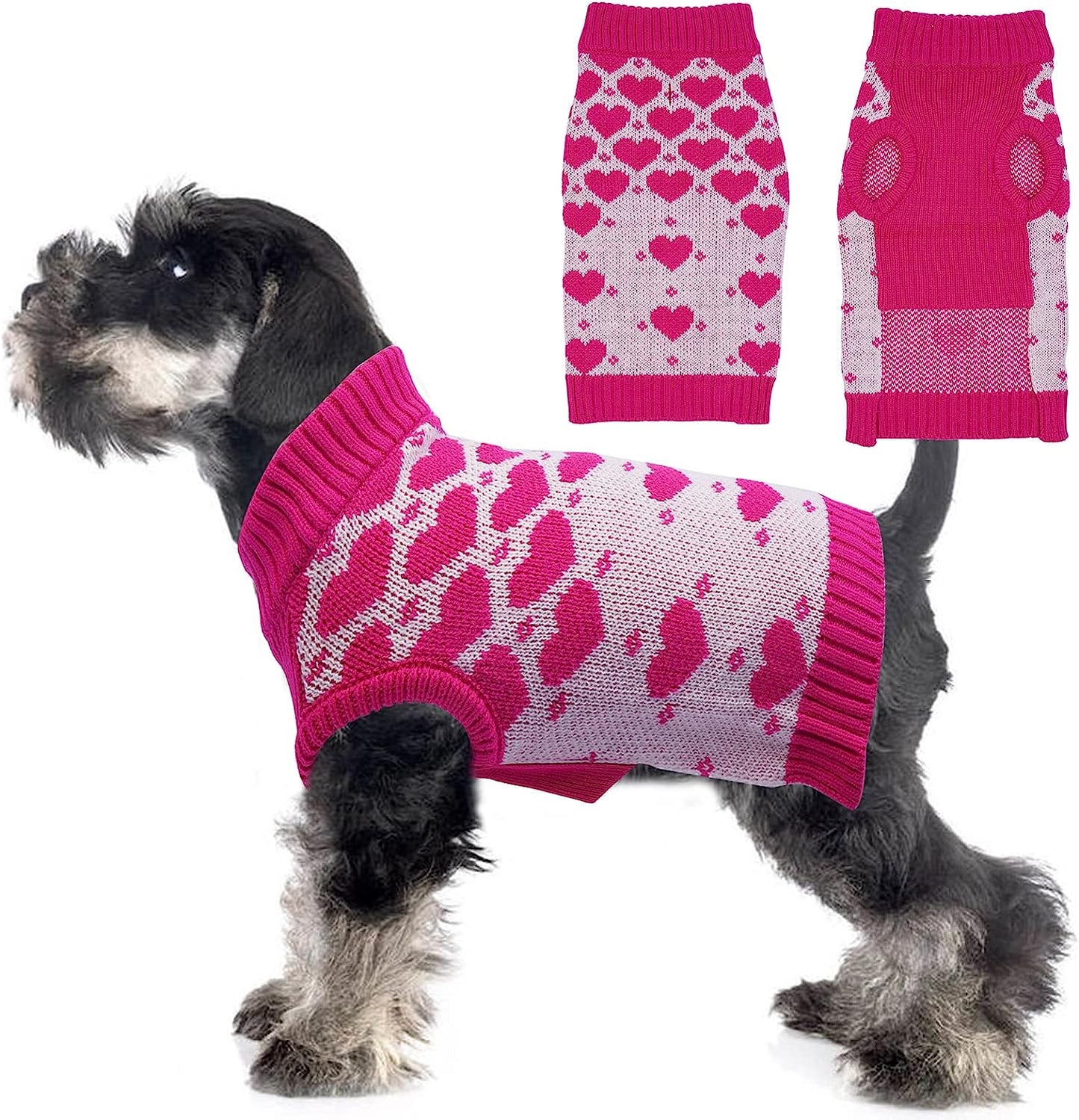 Dora Bridal Dog Sweater for Small Dogs-Love Heart Small Dog Sweater-Knitted Red Dog Sweater Cat Sweater-Pullover Christmas Sweaters for Dogs- Small Dog Sweaters for Girls-Cat Christmas Sweater-L Animals & Pet Supplies > Pet Supplies > Dog Supplies > Dog Apparel DORA BRIDAL Pink X-Large 