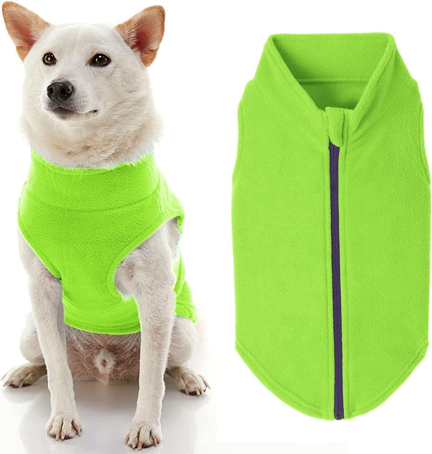 Gooby Zip up Fleece Dog Sweater - Blue, Medium - Warm Pullover Fleece Step-In Dog Jacket with Dual D Ring Leash - Winter Small Dog Sweater - Dog Clothes for Small Dogs Boy and Medium Dogs Animals & Pet Supplies > Pet Supplies > Dog Supplies > Dog Apparel Inafiction USA Lime 2X-Large chest (~25.5") 