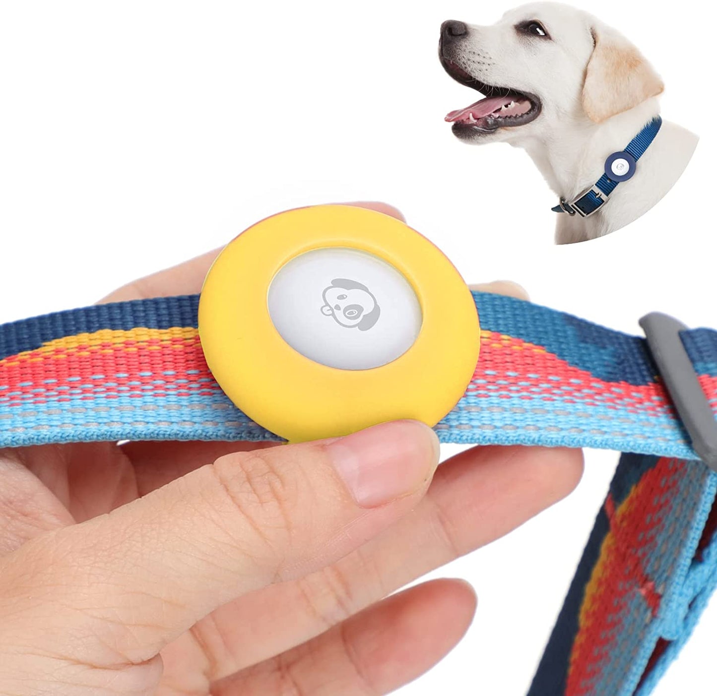 Airtag Dog Collar Holder Silicone Pet Collar Case for Apple Airtags, Anti-Lost Air Tag Holder Compatible with Small Wide Cat Dog Collars (Large:For Dog Collar 0.8-1.1 Inch, Black) Electronics > GPS Accessories > GPS Cases PANZZDA Yellow Large:for dog collar 0.8-1.1 inch 
