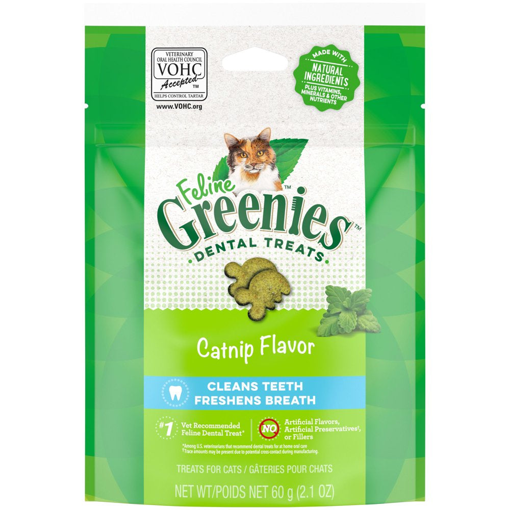 FELINE GREENIES Adult Natural Dental Care Cat Treats, Catnip Flavor, 9.75 Oz. Tub Animals & Pet Supplies > Pet Supplies > Cat Supplies > Cat Treats Mars Petcare 2.1 oz  