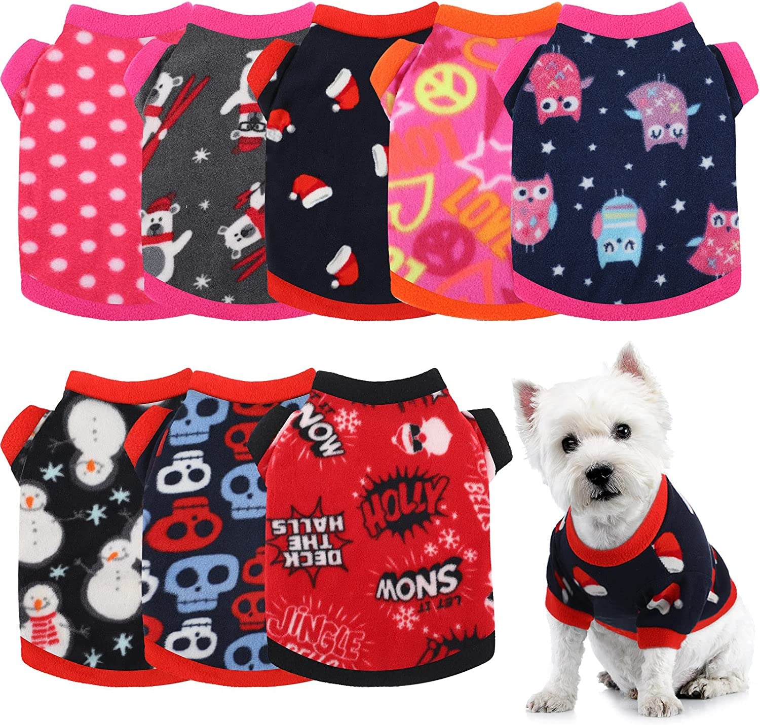 8 Pieces Dog Sweaters Winter Chihuahua Clothes Outfits Dog Warm Shirt Winter Puppy Clothes for Winter Colorful Thickening Dog Pajamas for Pets Pup Dog Cat (Classic Pattern, X-Small) Animals & Pet Supplies > Pet Supplies > Dog Supplies > Dog Apparel Weewooday Lovely Pattern X-Small 