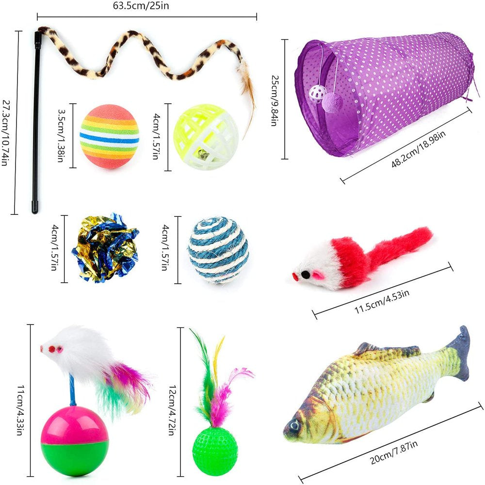 Doingart 28Pcs Cat Toys Kitten Toys Assortments, Cat Play Tunnels Catnip Fish Feathert Toy Teaser Wand Fish Fluffy Mouse Mice Balls and Bells for Cat, Puppy, Kitty Animals & Pet Supplies > Pet Supplies > Cat Supplies > Cat Toys Doingart   