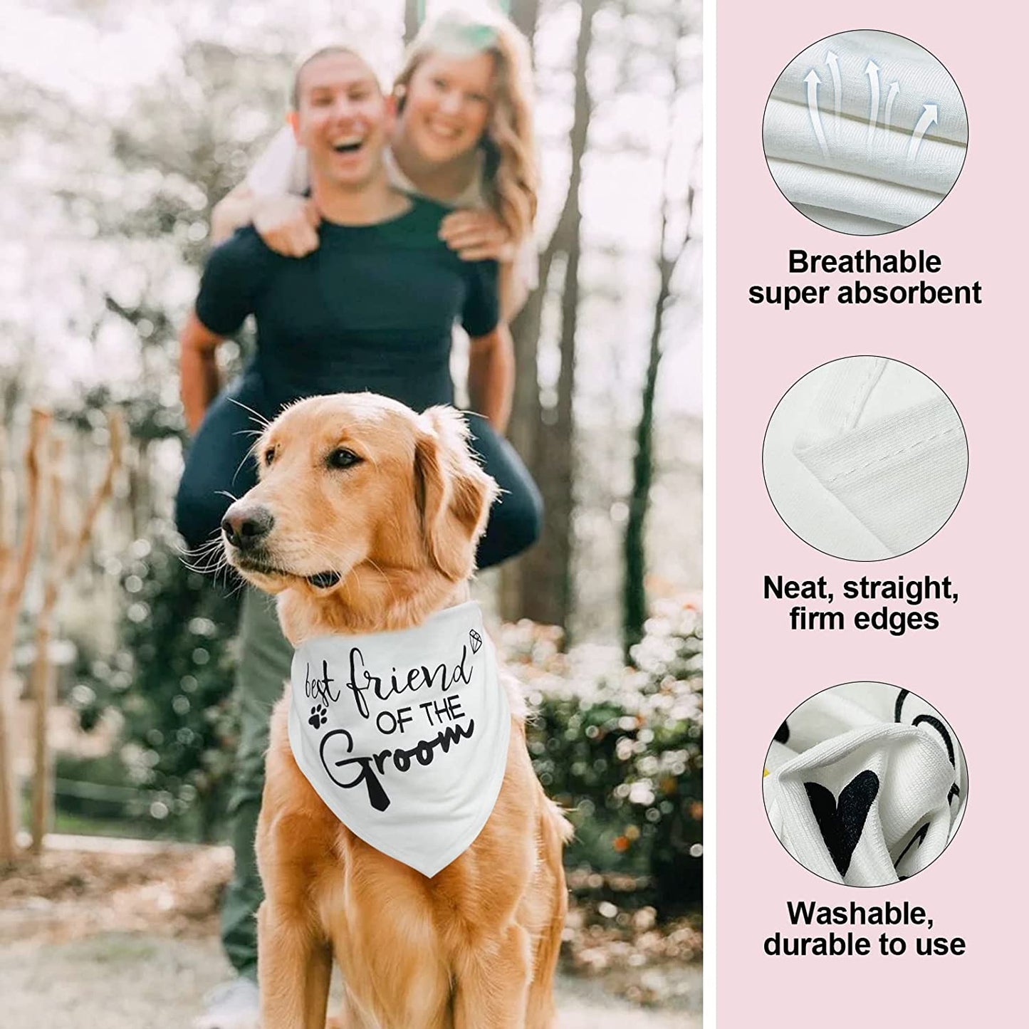 BEAUTYZOO My Human Is Getting Married Dog Wedding Bandanas for Engagement Photos Bridal Party Show, Gift for Puppy Small Medium Large Dogs Pet Accessories, Dog Scarf Triangle, 2Pcs Animals & Pet Supplies > Pet Supplies > Dog Supplies > Dog Apparel BEAUTYZOO   