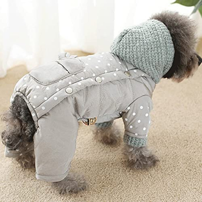 BADALO Winter Pet Clothes Cute Dots Pets Clothing Warm Dog Jumpsuit Coat Jacket Warm Hoodie/Gray Animals & Pet Supplies > Pet Supplies > Dog Supplies > Dog Apparel BADALO   