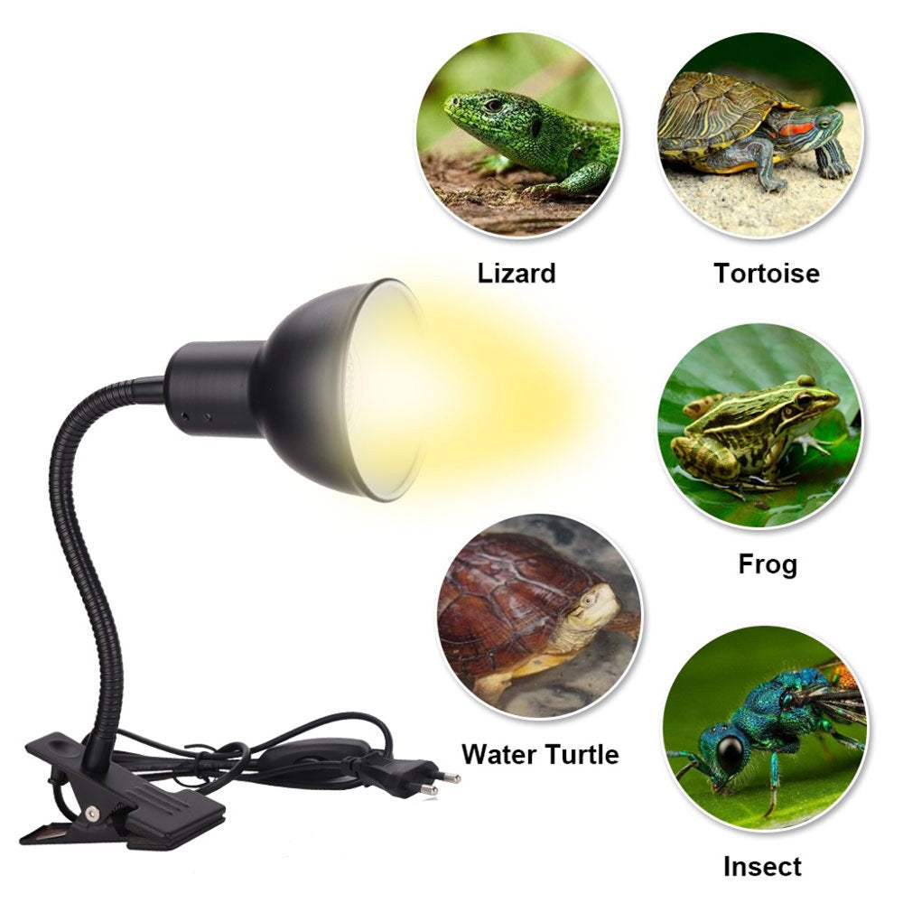 Reptile Lamp Stand UVA UVB Lamp Fixture Lizard Tortoise Heating Light Holder with Clamp for Turtle Habitat Fish for Tank