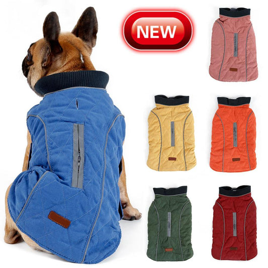 Warm Dog Jacket Pet Cold Weather Coat, Reversible Windproof & Waterproof Winter Dog Coat with Reflective Straps and Leash Hole, Cotton Lined Vest Outdoor Apparel for Small Medium Large Dogs Animals & Pet Supplies > Pet Supplies > Dog Supplies > Dog Apparel Hardlegix L Blue 