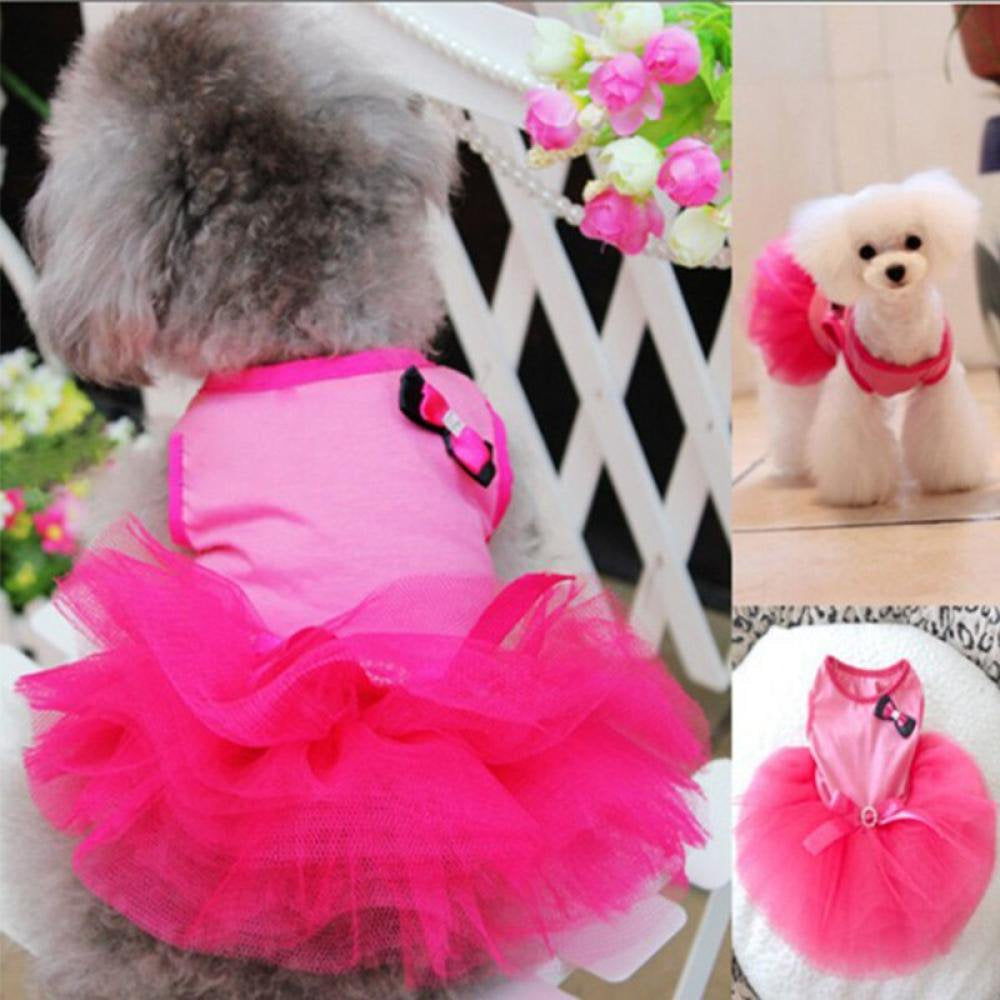 Pink Dog Cat Princess Tutu Dress Bow Bubble Dress Pet Puppy Clothes Dog Apparel Large Clothes for Pets Girl Animals & Pet Supplies > Pet Supplies > Dog Supplies > Dog Apparel Elaydool   