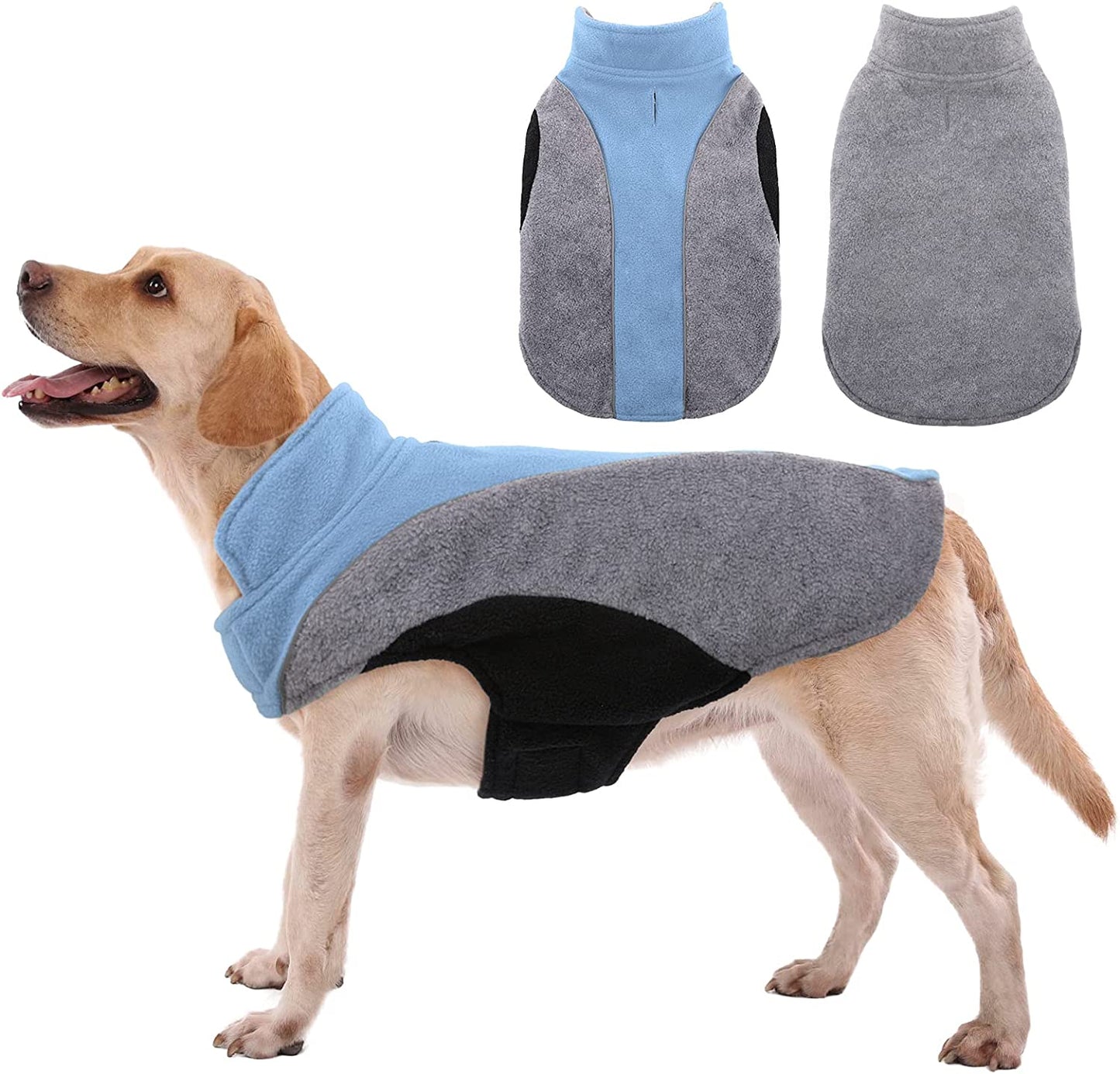 Kuoser Dog Fleece Vest, Reflective Dog Winter Coat Outdoor Jacket, Soft Reversible Cold Weather Dog Coat Warm Pet Apparel Puppy Clothes for Small Medium and Large Dogs Cats French Bulldog Labrador Animals & Pet Supplies > Pet Supplies > Dog Supplies > Dog Apparel Kuoser Blue 3XL 