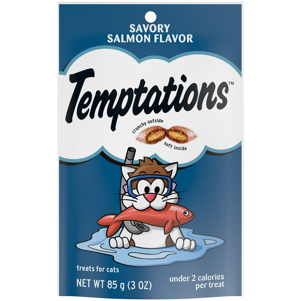 TEMPTATIONS Classic Crunchy and Soft Cat Treats Savory Salmon Flavor, 16 Oz. Tub Animals & Pet Supplies > Pet Supplies > Cat Supplies > Cat Treats Mars Petcare 3 oz  