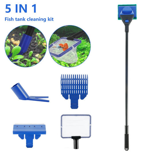 Kuphy 5 in 1 Aquarium Fish Tank Clean Tools Fish Tank Aquarium Glass Cleaning Brush Fishnet Magnetic Cleaner for Water Changing and Sand Cleaner Animals & Pet Supplies > Pet Supplies > Fish Supplies > Aquarium Fish Nets Kuphy   