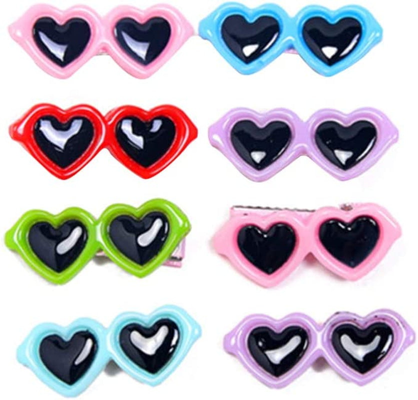 POPETPOP Pet Dog Bows Hair Clips - Cute Dog Heart Hair Bows Sunglasses Design Puppy Hair Clips, Dog Topknot Bowknot Bows, Dog Hair Accessories Pet Grooming Supplies Animals & Pet Supplies > Pet Supplies > Dog Supplies > Dog Apparel POPETPOP   