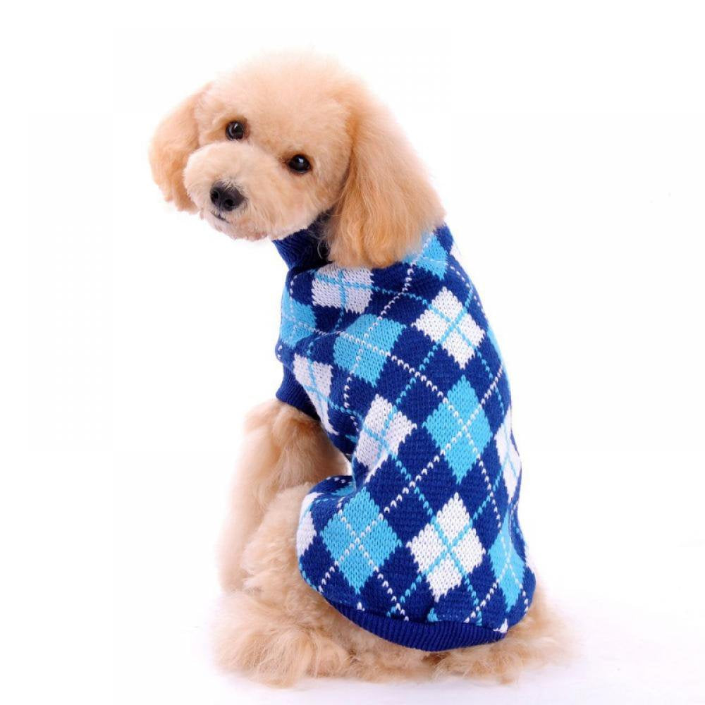 Stibadium Dog Sweater Dog Knit Sweater Plaid Dog Christmas Sweater Pet Sweatshirt with Harness Hole Winter Warm Dog Apparel Coat for Small Medium Dogs Animals & Pet Supplies > Pet Supplies > Dog Supplies > Dog Apparel Kernelly M Dark blue 