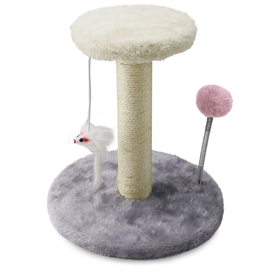 Elegant Choise 11" Double Cat Tree Towers Cat Condo Toy with Ball Scratching Post Tower Furniture,Gray