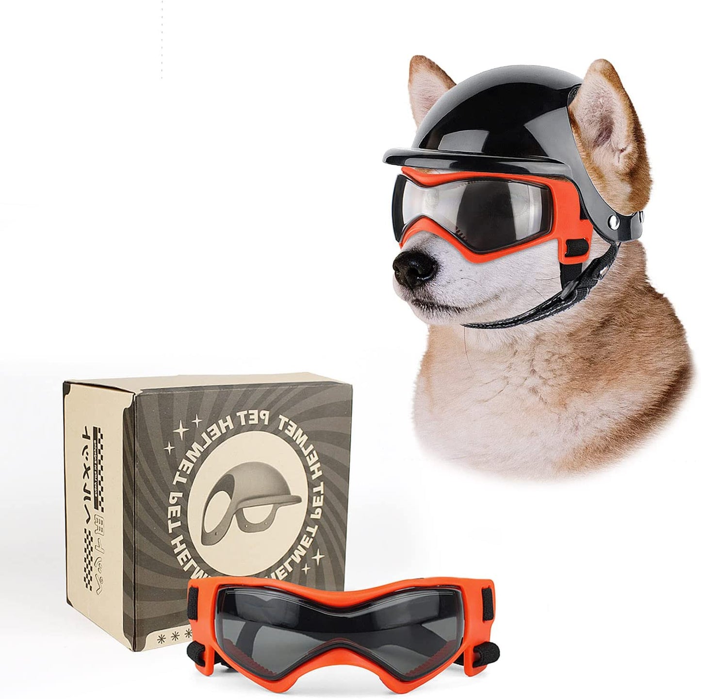 Enjoying Dog Goggles Small to Medium UV Protection Dogs Sunglasses Windproof Antifog Pet Glasses for Doggy Eye Wear, Soft Frame, Orange Animals & Pet Supplies > Pet Supplies > Dog Supplies > Dog Apparel Enjoying (Orange)Dog Goggles&Helmet  