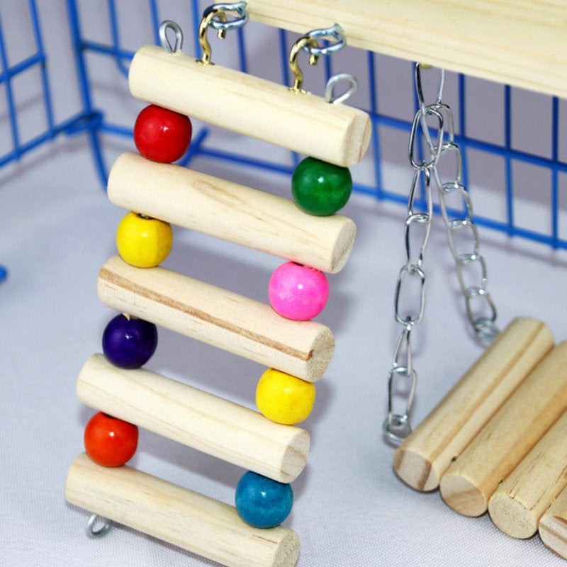 Walbest Parrot Toy Set,3Pcs/Set Wooden Springboard Ladder Swing Stand Toy Parrots Birds Cage Accessory Animals & Pet Supplies > Pet Supplies > Bird Supplies > Bird Cage Accessories Walbest   