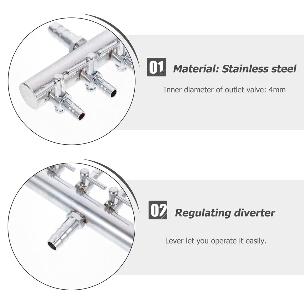 NUOLUX 4 Ways 8 to 4MM Stainless Steel Aquarium Outlet Inline Air Pump Flow Lever Control Manifold Splitter Switch Tap Oxygen Tube Distributor Silver Animals & Pet Supplies > Pet Supplies > Fish Supplies > Aquarium & Pond Tubing NUOLUX   