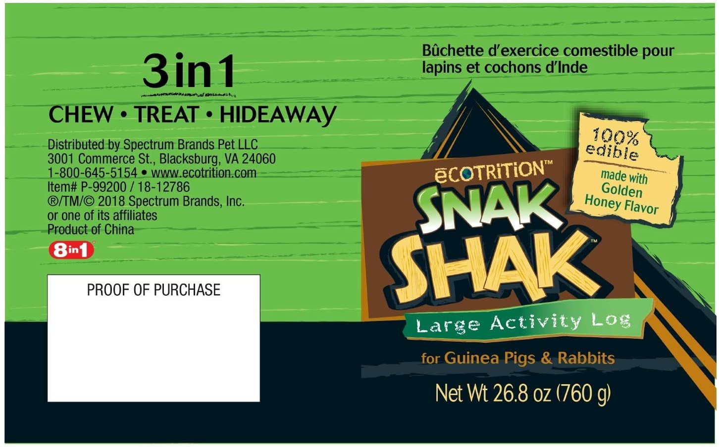 Ecotrition Snak Shak Edible Hideaway for Hamsters, Gerbils, Mice and Small Animals, 3-In-1 Chew Treat and Hideaway Animals & Pet Supplies > Pet Supplies > Small Animal Supplies > Small Animal Treats Ecotrition   