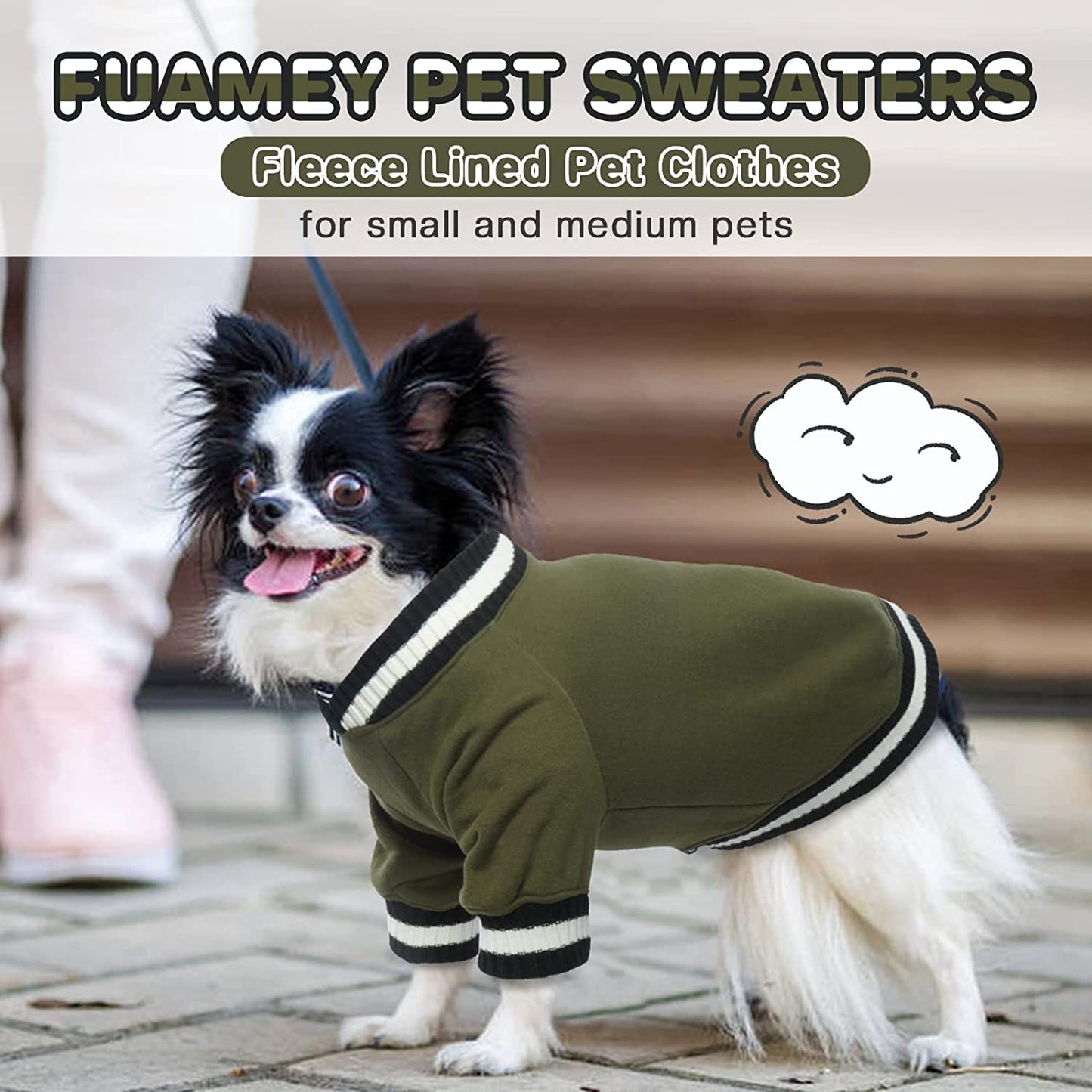 FUAMEY Dog Pullover Sweater, Dog Winter Coat Cold Weather Outfit Dog Clothes Warm Dog Jacket Small Medium Large Dog Winter Vest Easy on Puppy Boy Girl Sweater Animals & Pet Supplies > Pet Supplies > Dog Supplies > Dog Apparel FUAMEY   