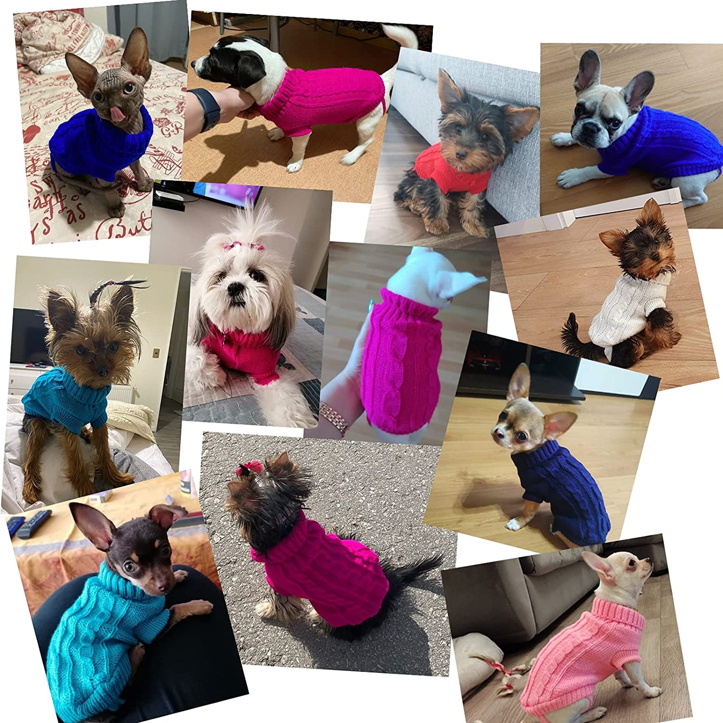 Dog Sweaters for Small Dogs, Pet Sweaters Classic Knitwear Winter Girl Boys Dog Clothes Chihuahua Coat Warm Puppy Costume Clothing Cute Doggie Sweater Apparel for Yorkie Christmas Animals & Pet Supplies > Pet Supplies > Dog Supplies > Dog Apparel SVVOOD   