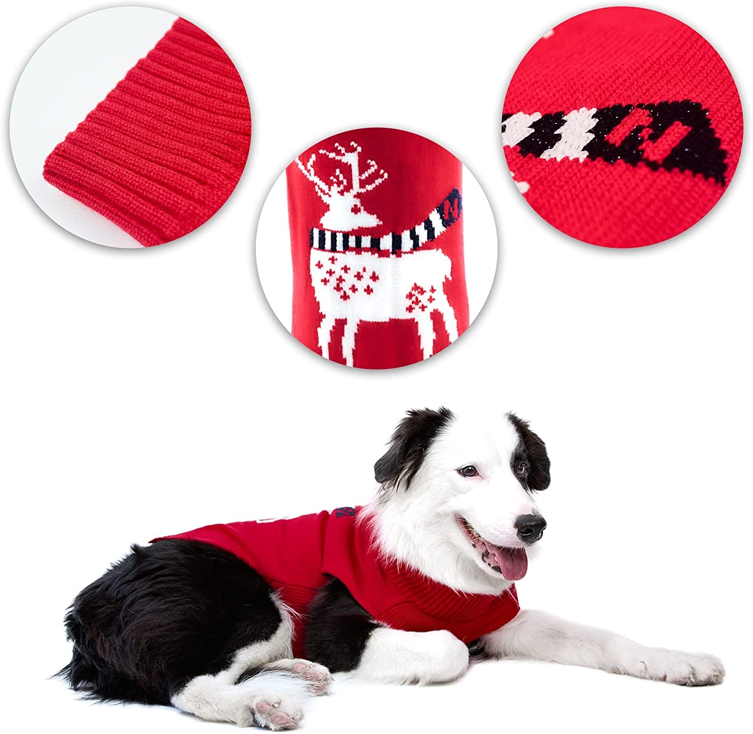 Worderful Dog Reindeer Sweaters Dog Sweaters New Year Christmas Pet Clothes for Small Dog and Cat (M, Red) Animals & Pet Supplies > Pet Supplies > Dog Supplies > Dog Apparel WORDERFUL   