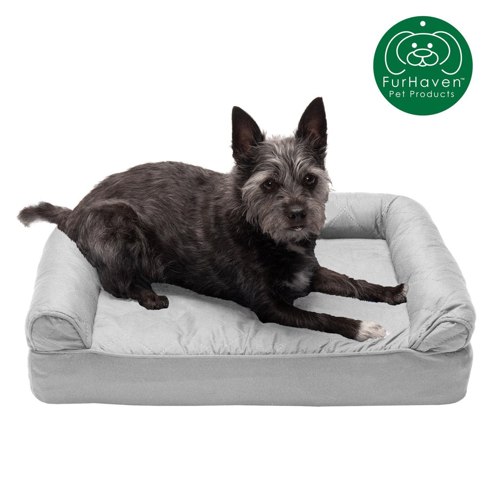 Furhaven Pet Products | Full Support Orthopedic Quilted Sofa-Style Couch Bed for Dogs & Cats, Silver Gray, Medium Animals & Pet Supplies > Pet Supplies > Cat Supplies > Cat Beds FurHaven Pet S Silver Gray 