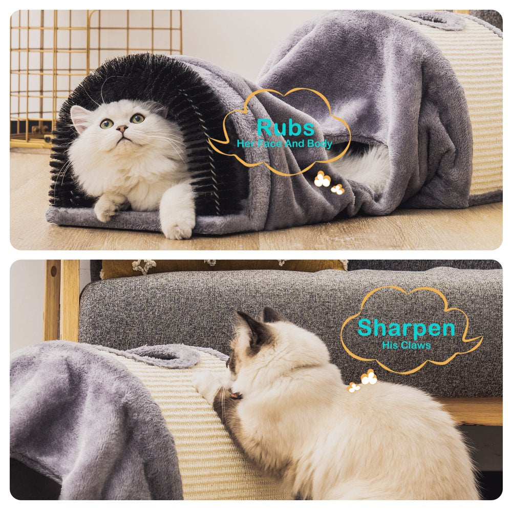 Cat Tunnel Bed Inlife Cat Scratching Bed with Self Groomer Massager Plush Balls Collapsible for Indoor Cats Animals & Pet Supplies > Pet Supplies > Cat Supplies > Cat Beds Inlife   