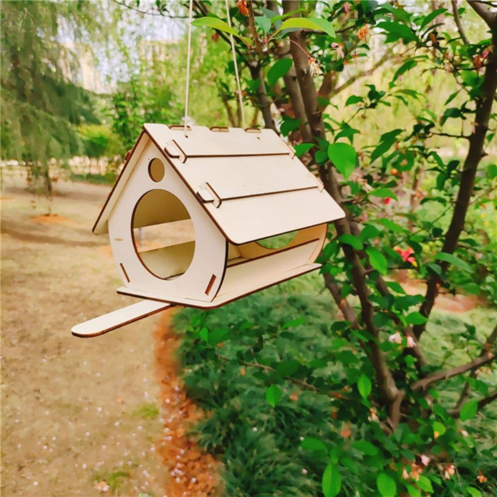 Bird Nest Box, 11.4"*11.4*1.18" Natural Wood Breeding Box, Garden Bird Cage Wood House with Bird Stand, outside Cage Accessories Animals & Pet Supplies > Pet Supplies > Bird Supplies > Bird Cages & Stands fitup:9761   