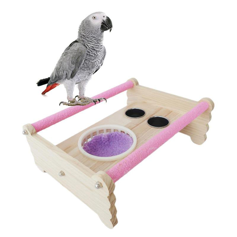 Parrot Perch Stand Wooden Birds Play Stand Tabletop W/ Food Water Bowl Birdcage Bed for Macaw Budgies Cockatiels Cockatoos Animals & Pet Supplies > Pet Supplies > Bird Supplies > Bird Cages & Stands Magideal   