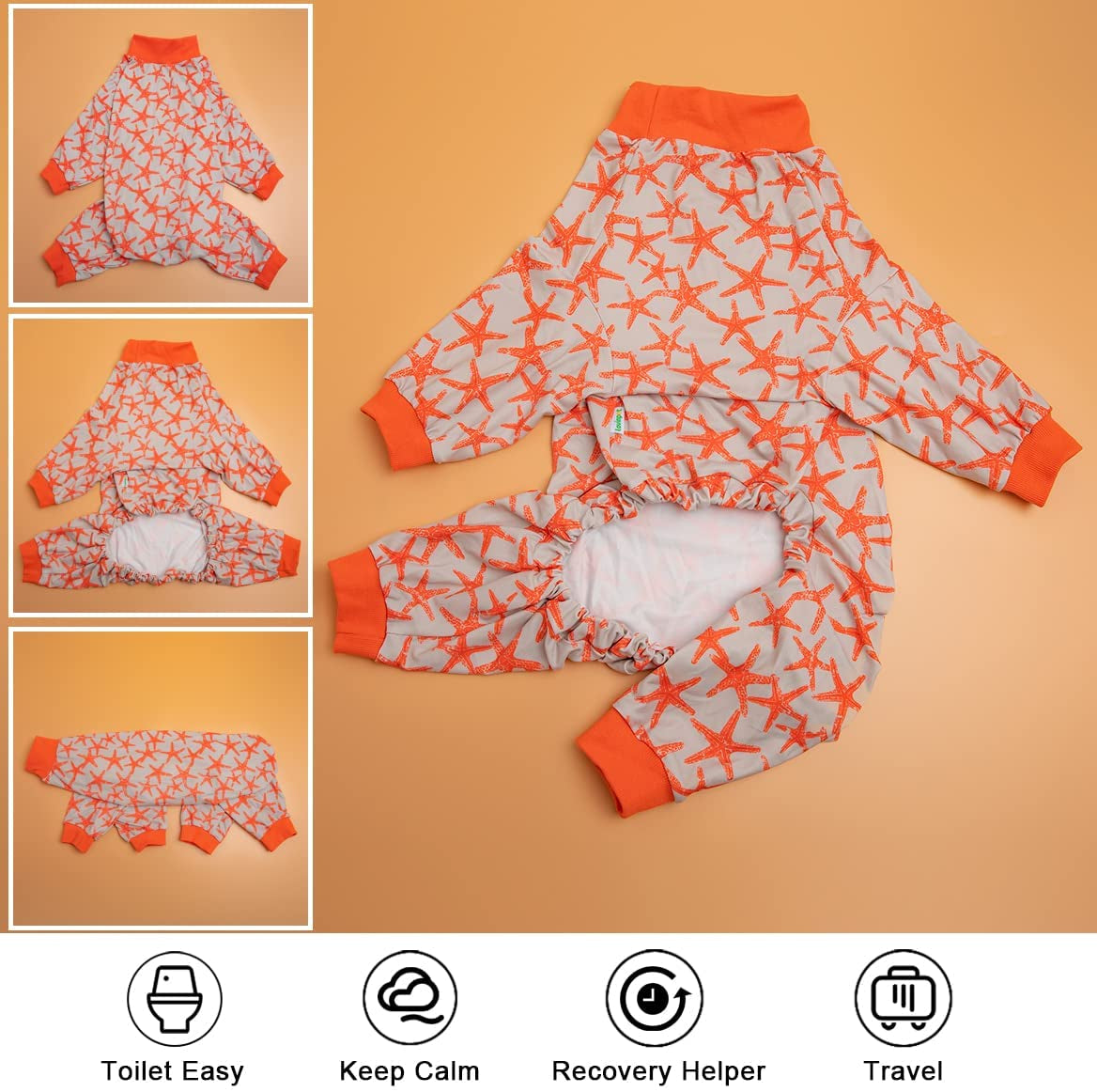 Lovinpet Big Dog Jammies, UV Protection, Pet Anxiety Relief Dog Onesies, Breathable Sea Friends Slub Salmon Prints Large Dog Pjs, Dog Pajamas as Bottom Dog Surgery Recovery Suit for Dog Sweater M Animals & Pet Supplies > Pet Supplies > Dog Supplies > Dog Apparel LovinPet   