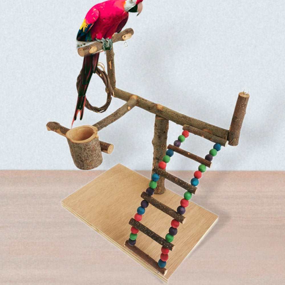 Pet Bird Play Stand, Parrot , Wooden Perch, Play Exercise, Gym Ladder, Style B 32X29X26Cm Animals & Pet Supplies > Pet Supplies > Bird Supplies > Bird Ladders & Perches SunniMix   