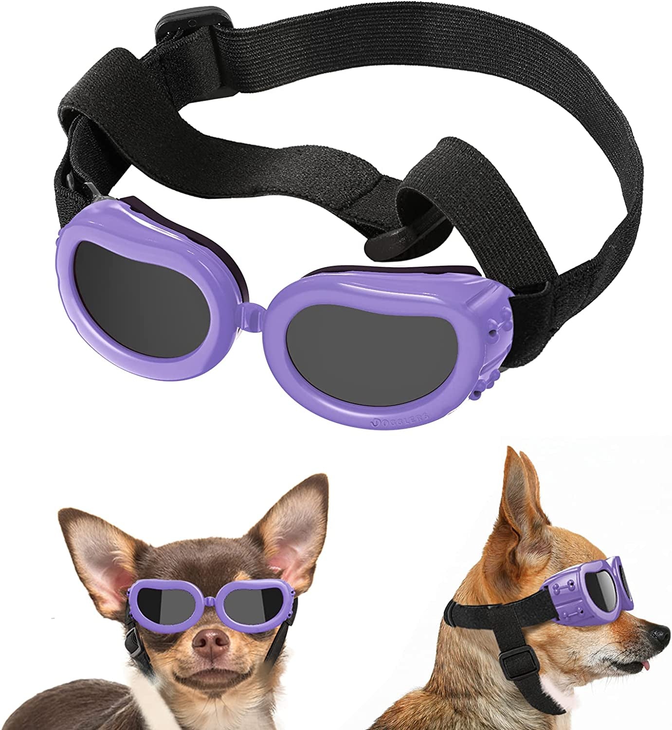 Lewondr Dog Sunglasses Small Breed Dogs Goggles UV Protection,Goggles for Small Dogs Eye Wear Protection with Adjustable Strap Windproof Anti-Fog Sunglasses for Small Dogs Doggy Doggie Glasses,Black Animals & Pet Supplies > Pet Supplies > Dog Supplies > Dog Apparel Lewondr Macaron Purple  