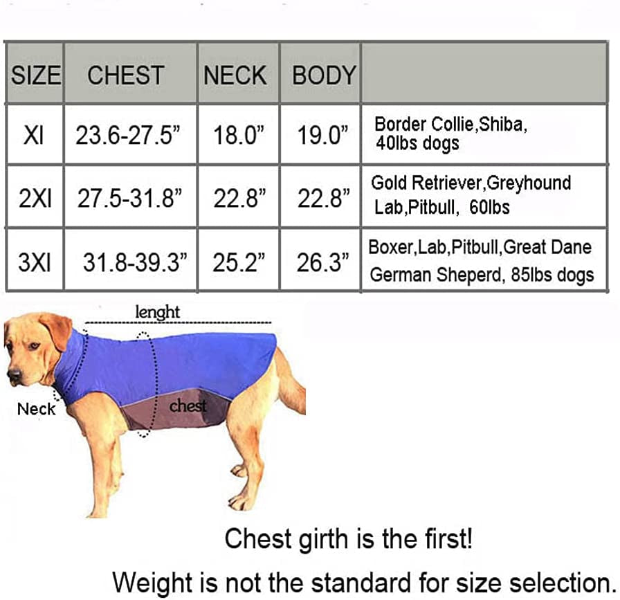 Winter Dog Coat 100% Waterproof Thicken Dog Jacket for Lab Pitbull Doberman Standard Poodle,German Sheperd Large Bread Dog(Navy,3Xl) Animals & Pet Supplies > Pet Supplies > Dog Supplies > Dog Apparel BONAWEN   