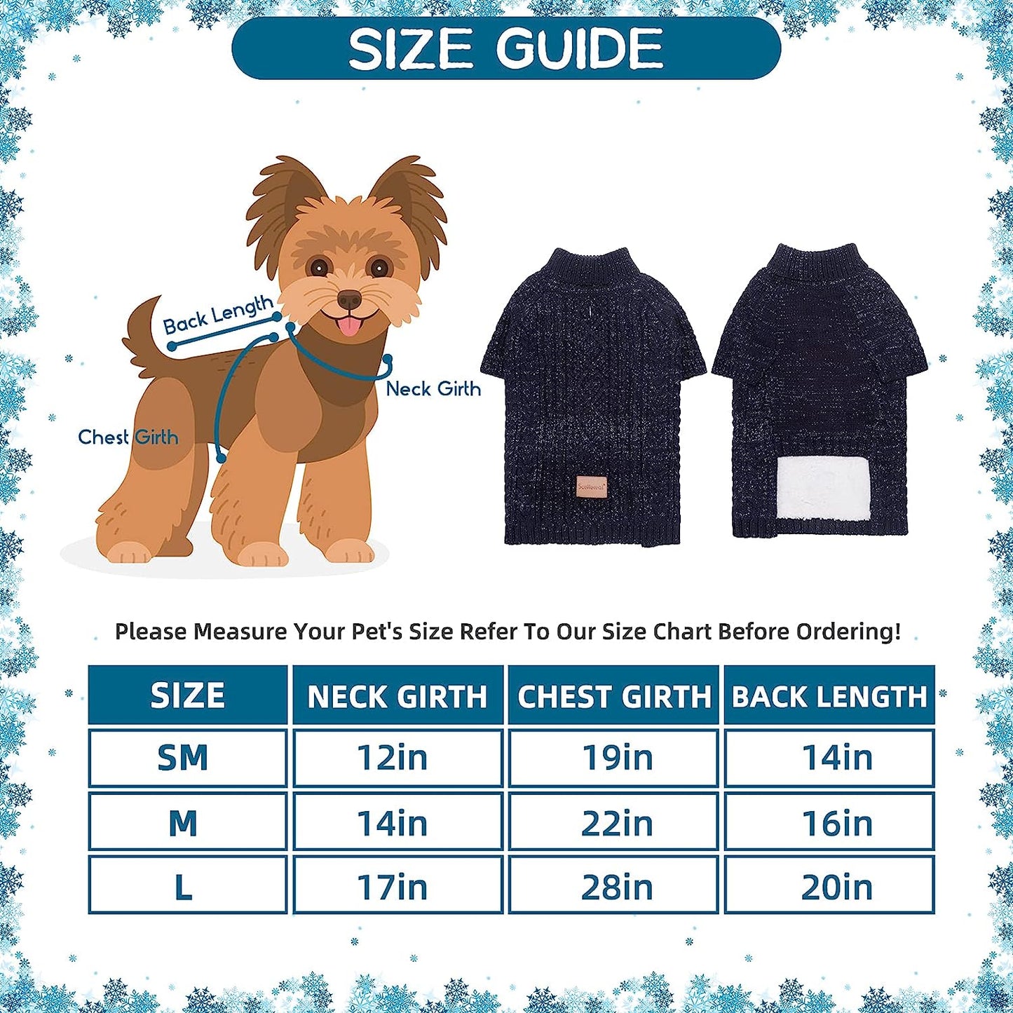 SCENEREAL Dog Sweater with Leash Hole - Cable Knit Turtleneck Dog Sweaters for Small Medium Dog Puppy - Dog Cold Weather Coats Sweatshirts for Fall Winter to Keep Warm Animals & Pet Supplies > Pet Supplies > Dog Supplies > Dog Apparel SCENEREAL   