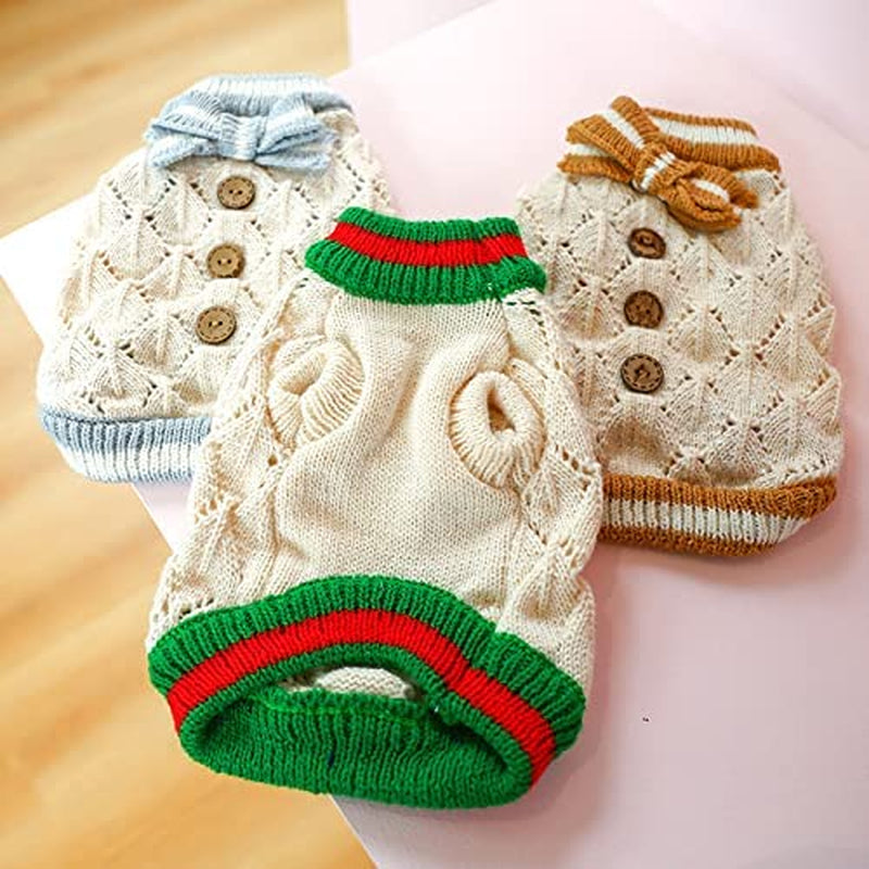 Plemonet Pet Dog Clothes Sweater Dress Knitwear Bowtie Soft Thickening Warm Pup Dogs Shirt Winter Holiday (Large) Animals & Pet Supplies > Pet Supplies > Dog Supplies > Dog Apparel Plemonet   