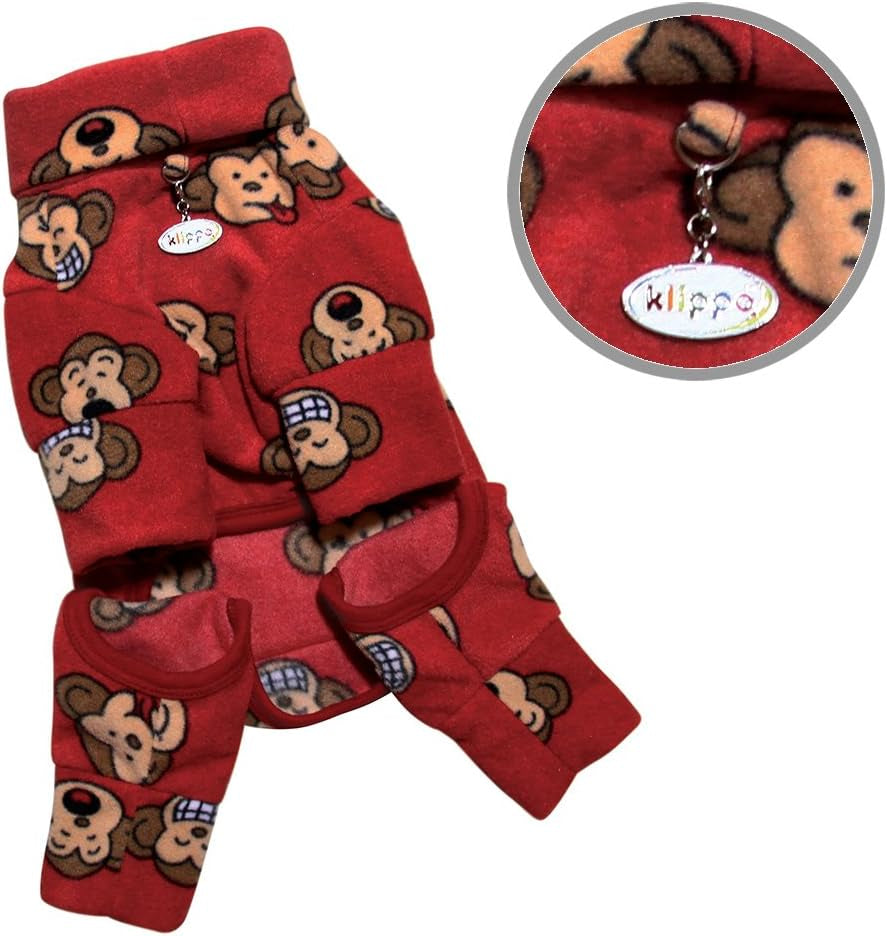 Klippo Silly Monkey Fleece Turtleneck Pajamas/Bodysuit/Loungewear/Coverall - Burgundy - X-Large Animals & Pet Supplies > Pet Supplies > Dog Supplies > Dog Apparel KLIPPO PET   