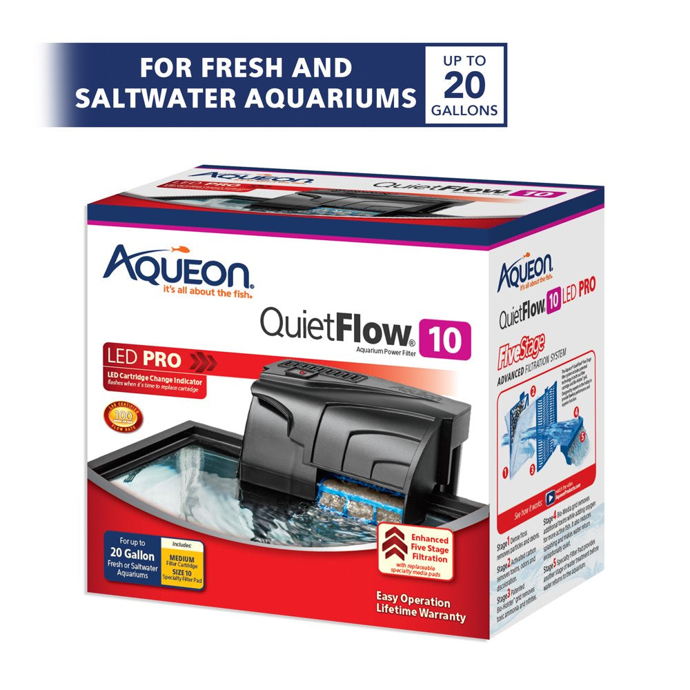Aqueon Quietflow LED PRO Aquarium Power Filter, Size 10 Animals & Pet Supplies > Pet Supplies > Fish Supplies > Aquarium Filters Central Garden and Pet   