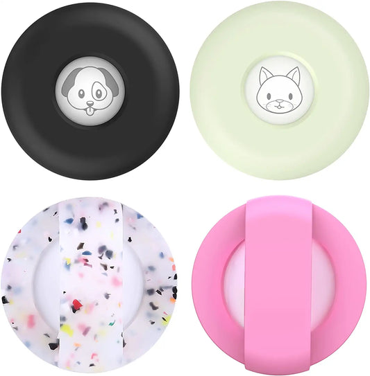 Silicone Dog Collar,For Airtag Dog Collar Holder 4 Pack,Cover for Airtag Cat Pet Collar,For Airtag Cat Collar,For Apple Airtag Cover,High-Elastic,Pet Collar for Airtag Accessories Anti-Lost Locator
