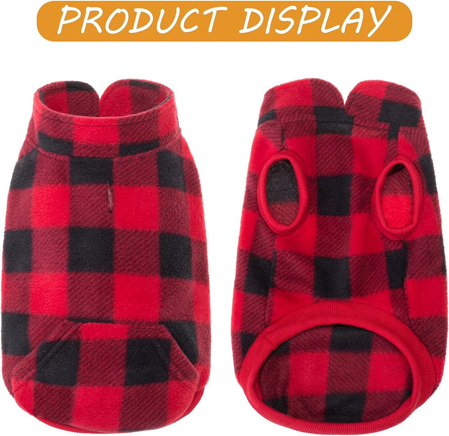 KOOLTAIL Fleece Dog Vest Clothes - Plaid Dog Sweater Pet Clothing with Pocket, Pet Winter Jacket Cold Winter Coat for Small Medium Dogs Animals & Pet Supplies > Pet Supplies > Dog Supplies > Dog Apparel Best4cat   