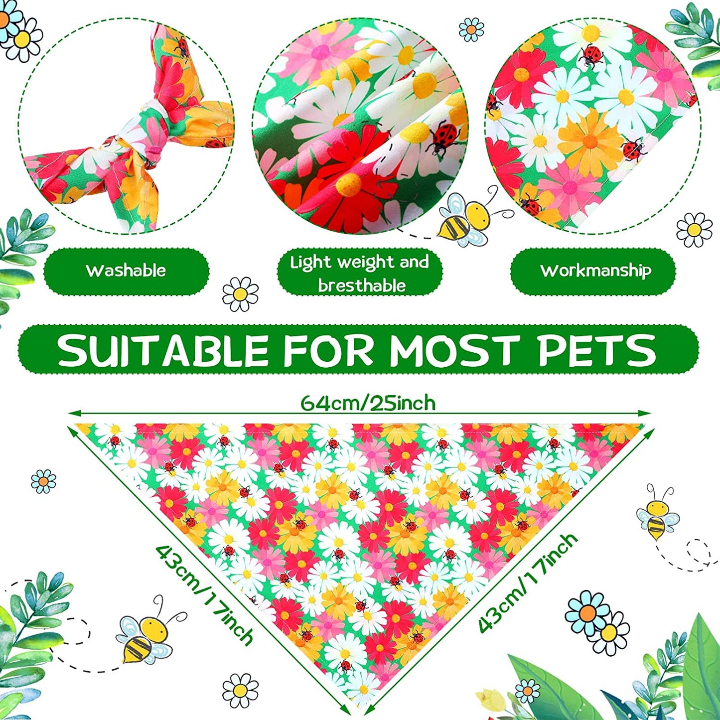 30 Pack Spring Summer Flower Dog Bandanas Soft Triangle Dog Scarfs Polyester Bandana PET Costume Cute Triangle Scarf Bibs with Flowers Patterns for Small Medium Large Pets Animals & Pet Supplies > Pet Supplies > Dog Supplies > Dog Apparel Eccliy   