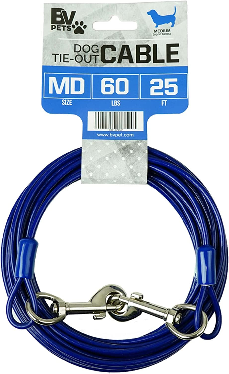 BV Pet Small Tie Out Cable for Dog up to 35 Pound, 25-Feet Animals & Pet Supplies > Pet Supplies > Dog Supplies > Dog Apparel BV B-Blue 60lbs/ 25ft 